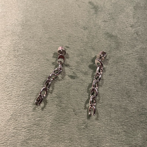 Silver Coach Linear Chain Earrings - Picture 3 of 4